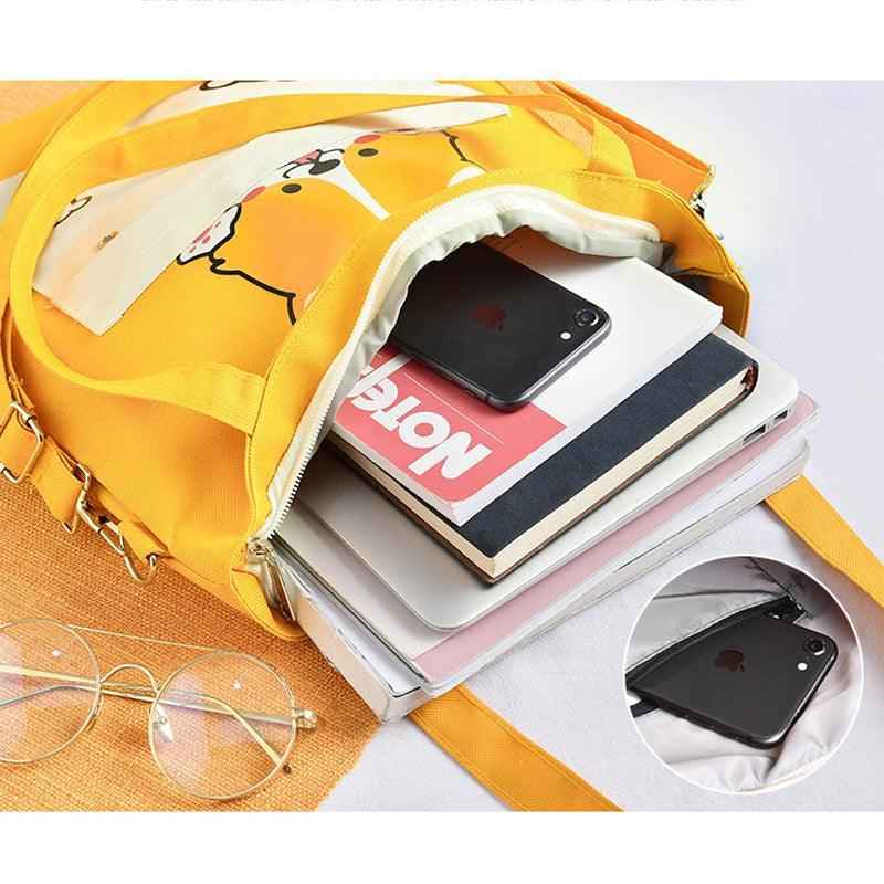 Canvas Crossbody Tote – Shiba Inu Bag with Multiway Carry Style