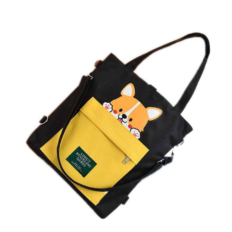 Canvas Crossbody Tote – Shiba Inu Bag with Multiway Carry Style