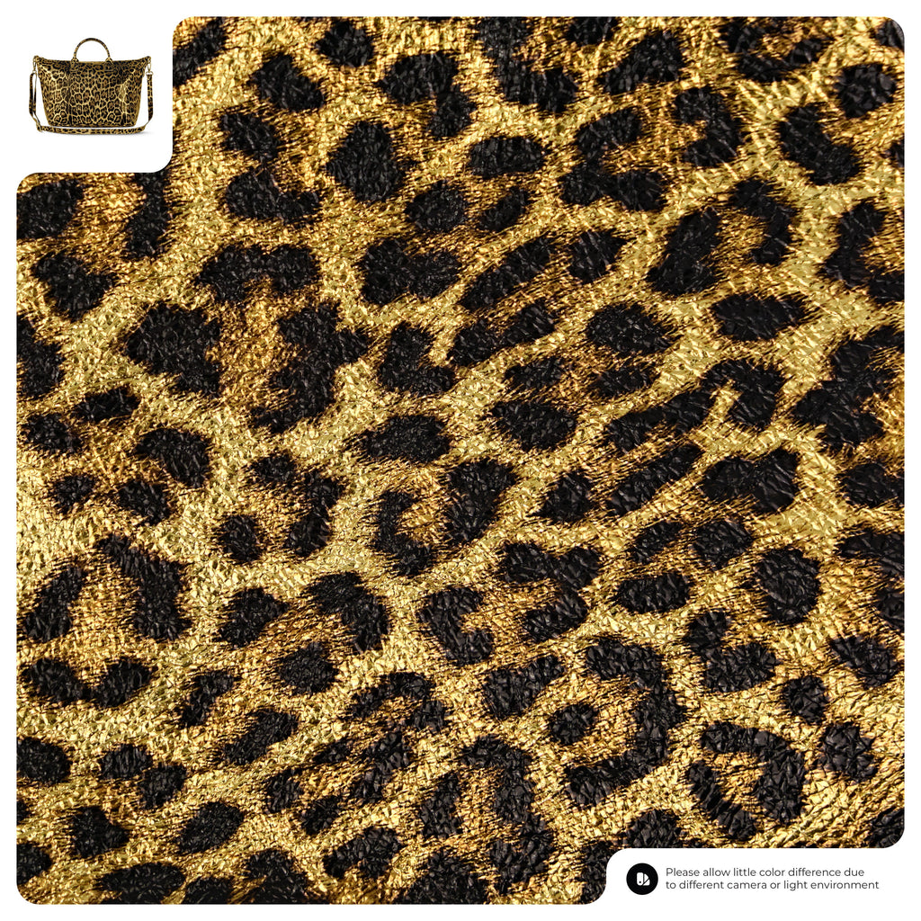 Italian Genuine Leopard-Print Metallic Suede Top-Handle Bag | Rimini
