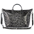 Italian Genuine Leopard-Print Metallic Suede Top-Handle Bag | Rimini